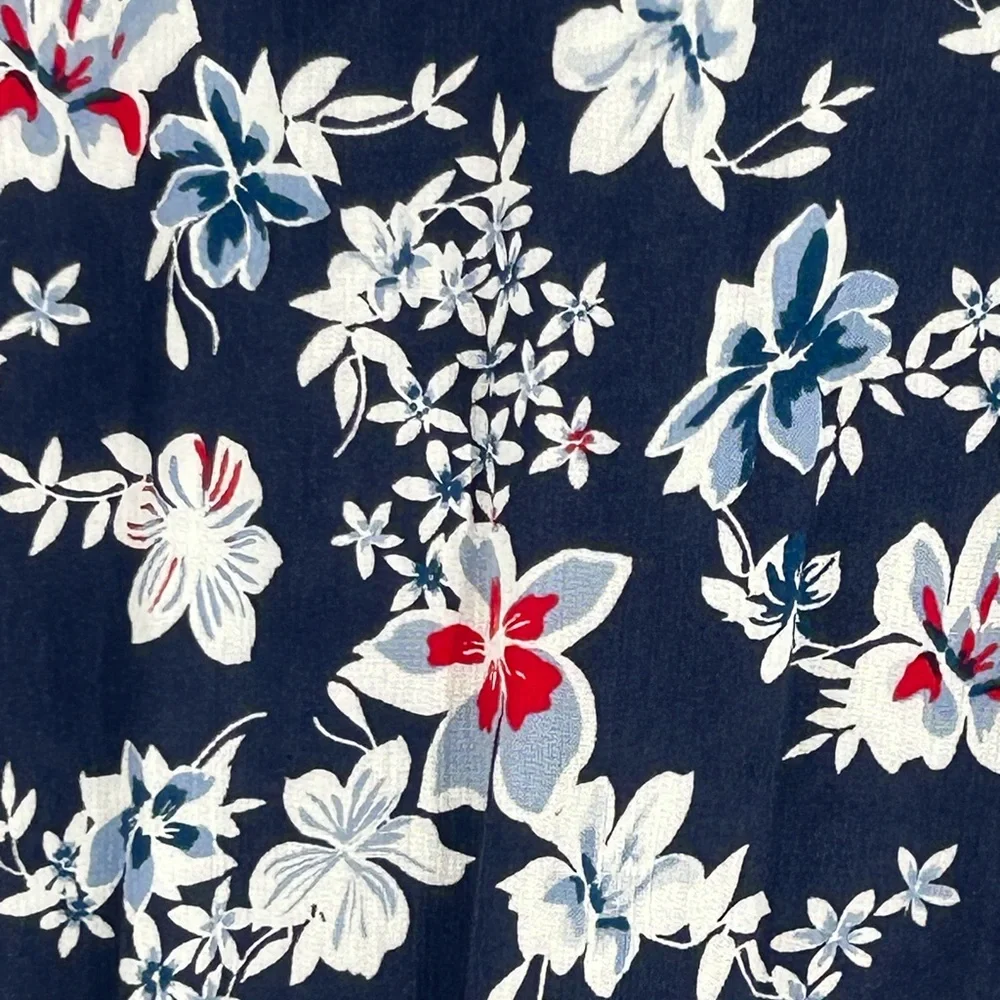 "NWT" J.Jill Navy Floral Maxi Dress Lined With Tie Waist- Size 2X - Picture 10 of 13